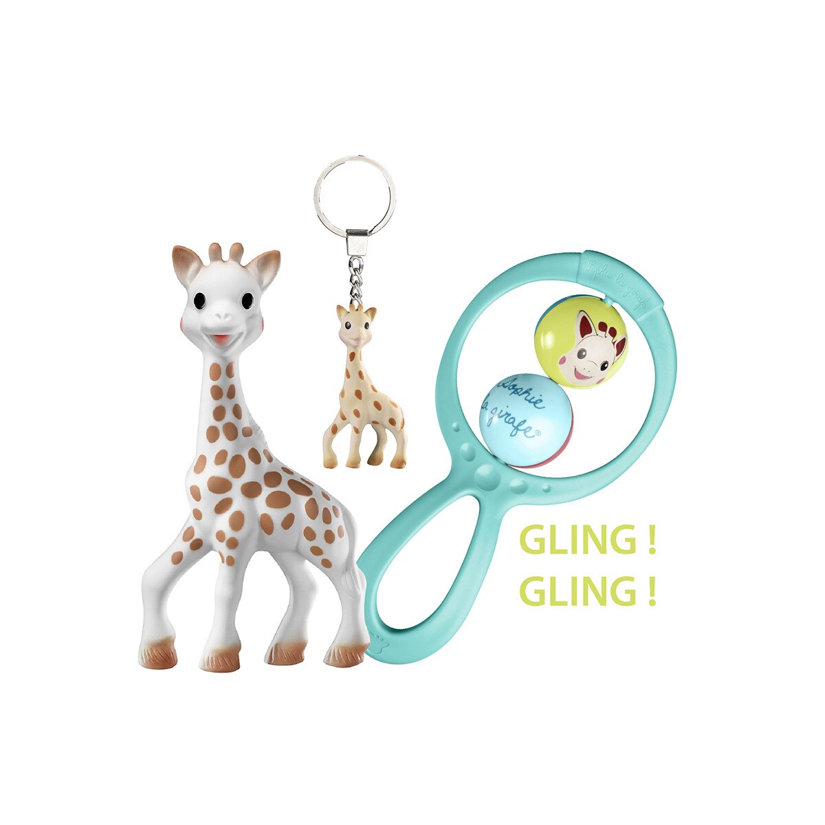 Pack de oferta Sophie La Girafe Mordedor Sophie La Girafe + Roca Swing + Porta-chaves Sophie bege Bege-1