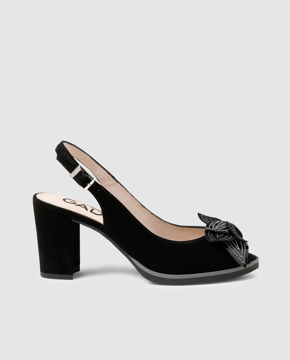 Gadea - Peep Toe De Mujer De Color Negro Con Adorno De Flor