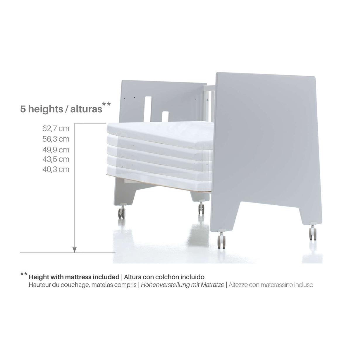 Berço de Co-Sleeping Omni 5 em 1 Berço/Berço de Co-Sleeping/Cama/Sofá/Secretária Arena 60x120 cm - Bege/Areia-Mate Bege-Areia mate-12