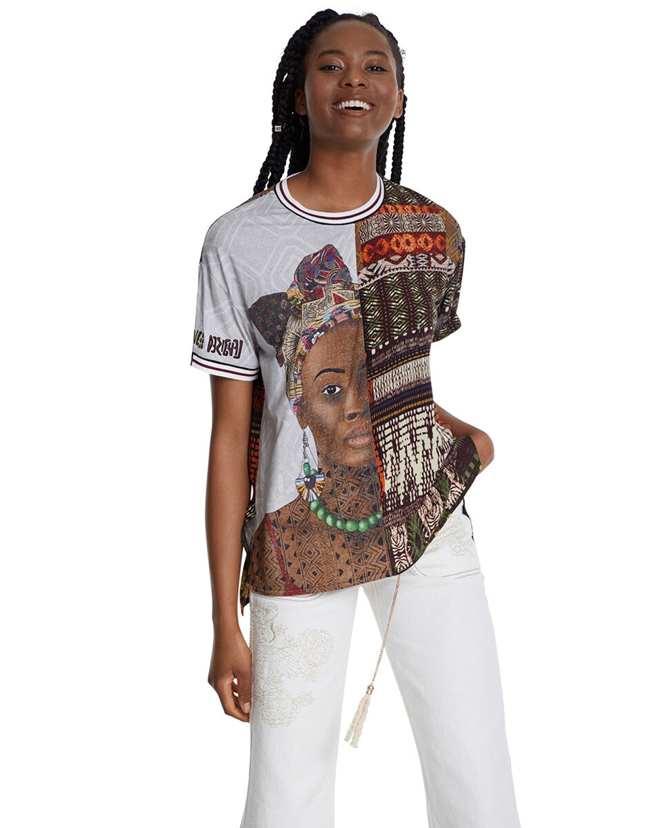 Blusa de mujer Desigual con estampado étnico de manga corta 40% de descuento en la camisa para mujer de Desigual Simba