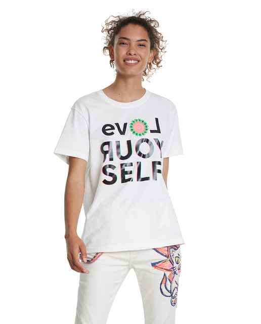 Camiseta de mujer blanca con mensaje