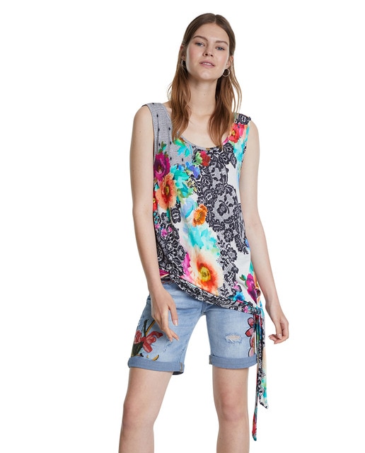 Camiseta de mujer estampada de tirantes