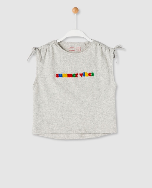 Camiseta de niña gris ''Summer vibes''