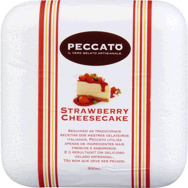 Peccato Gelado Cheesecake de Morango embalagem 500 ml