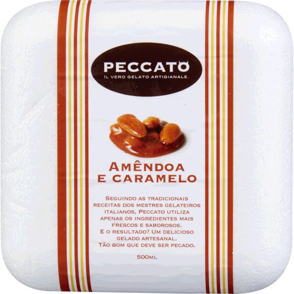 Peccato Gelado de Amêndoa e Caramelo embalagem 500 ml