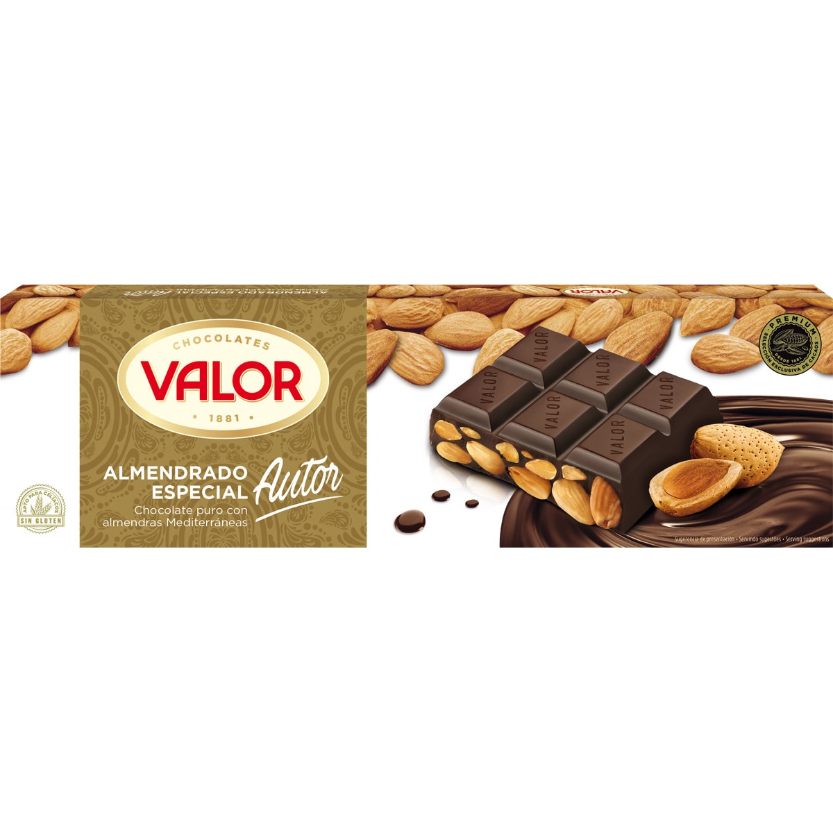 chocolate almendrado especial autor sin gluten tableta 500 g