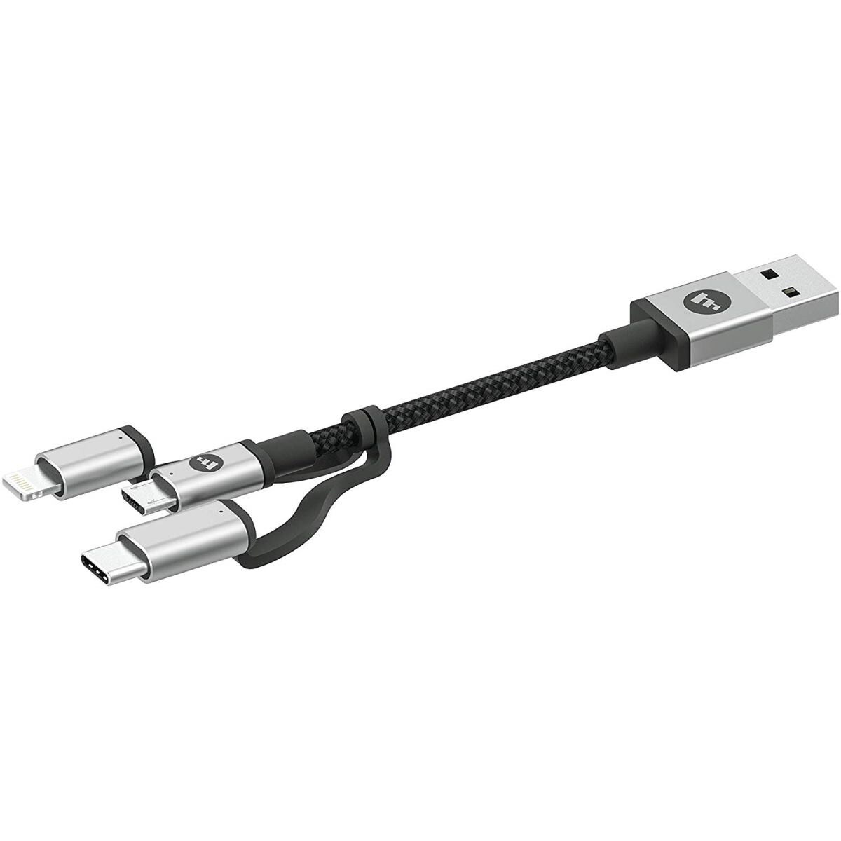 Cabo Mophie 3 em 1 USB-A para Lightning + USB-C + Micro USB 1 metro - Preto 1