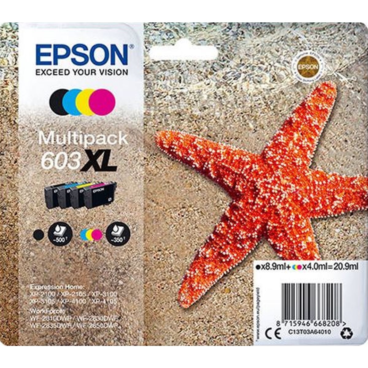 Imagem 0 de Tinteiros Epson Multipack XL 4 Tintas 603XL - 4 Cores