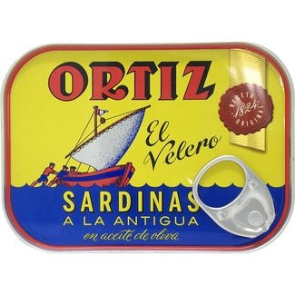 sardinas en aceite de oliva a la antigua lata 100 g neto escurrido - Ortiz