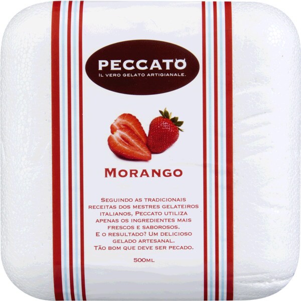Peccato Gelado de Morango embalagem 500 ml