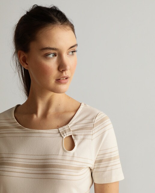 Camiseta rayas de mujer escote redondo