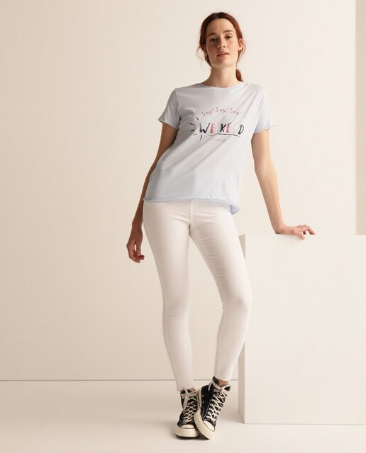 Camiseta de mujer 100% algodón con mensa