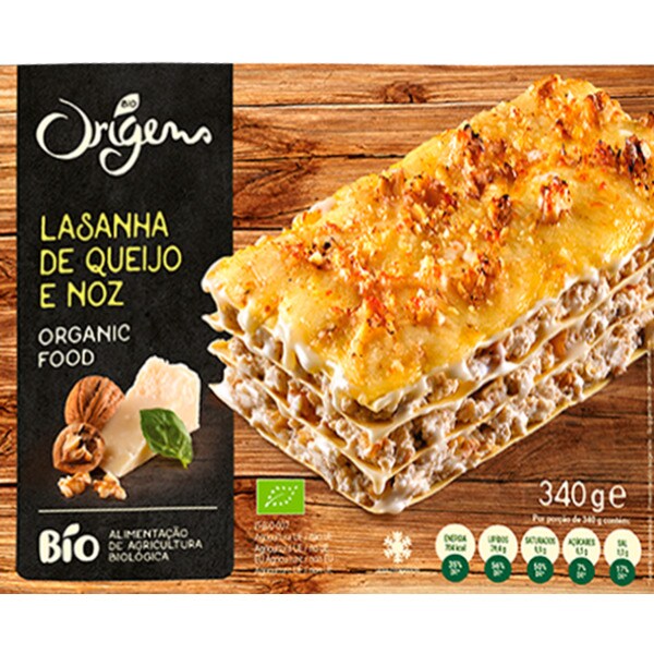 Bio Origens Lasanha de Queijo e Noz Biológica embalagem 300 g