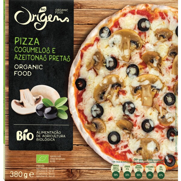 Bio Origens Pizza de Cogumelos e Azeitonas Pretas Biológica embalagem 369 g
