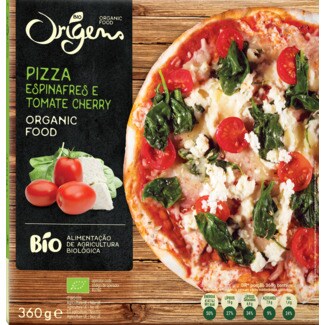 Bio Origens Pizza de Espinafres e Tomate Cherry Biológica embalagem 340 g