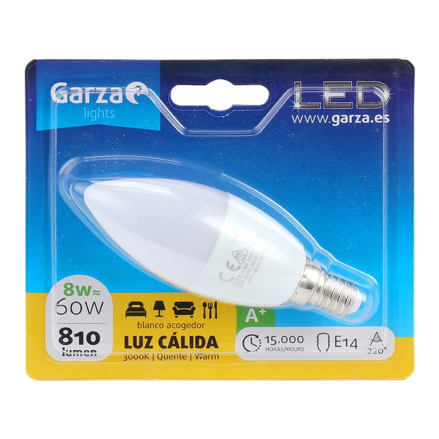 Imagen 0 de Bombilla LED vela E14 8W luz cálida Garza