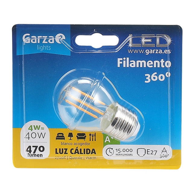 Imagen 0 de Bombilla LED esférica E27 4W luz cálida Garza