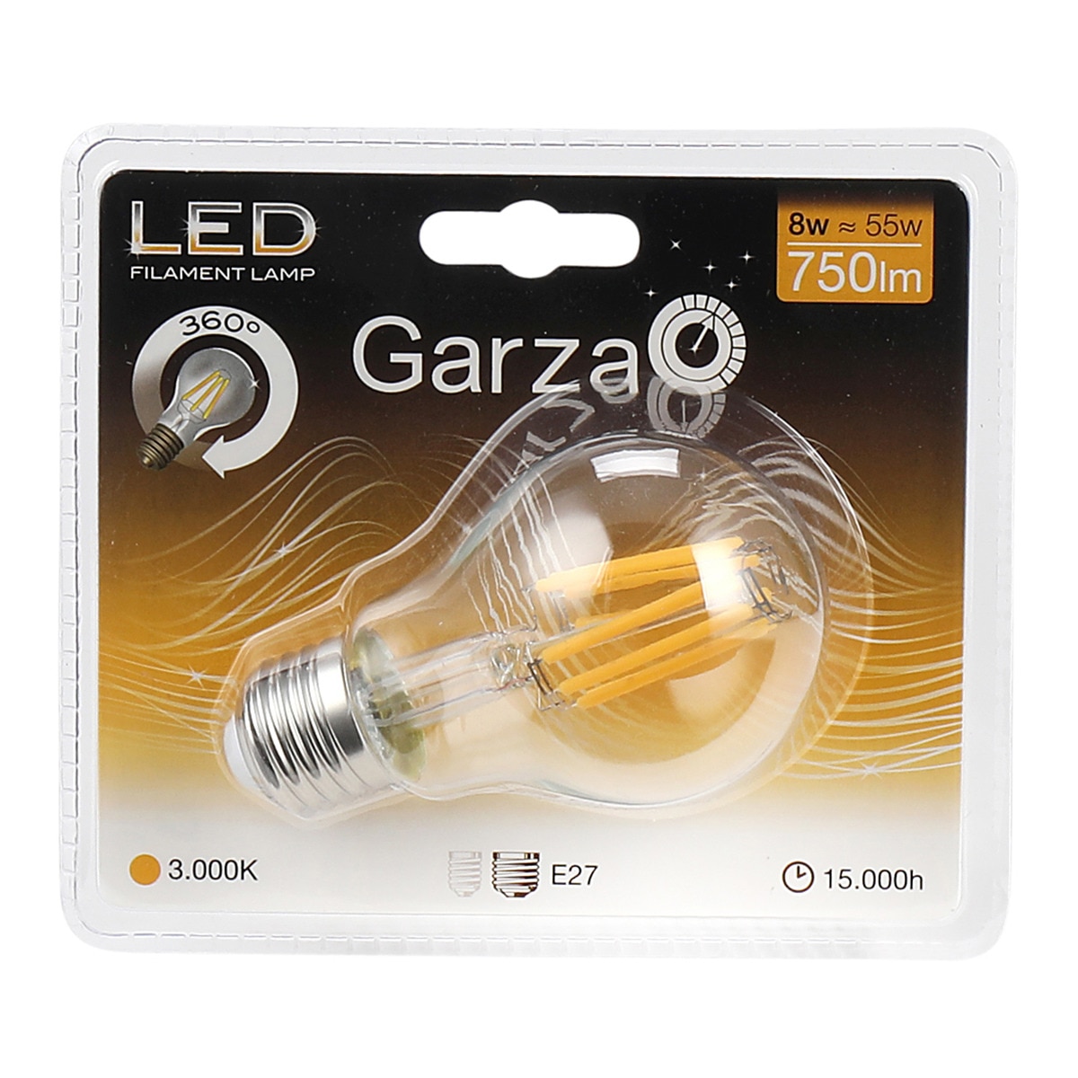 Lâmpada LED standard com filamento E27 9 W luz quente Transparente-1