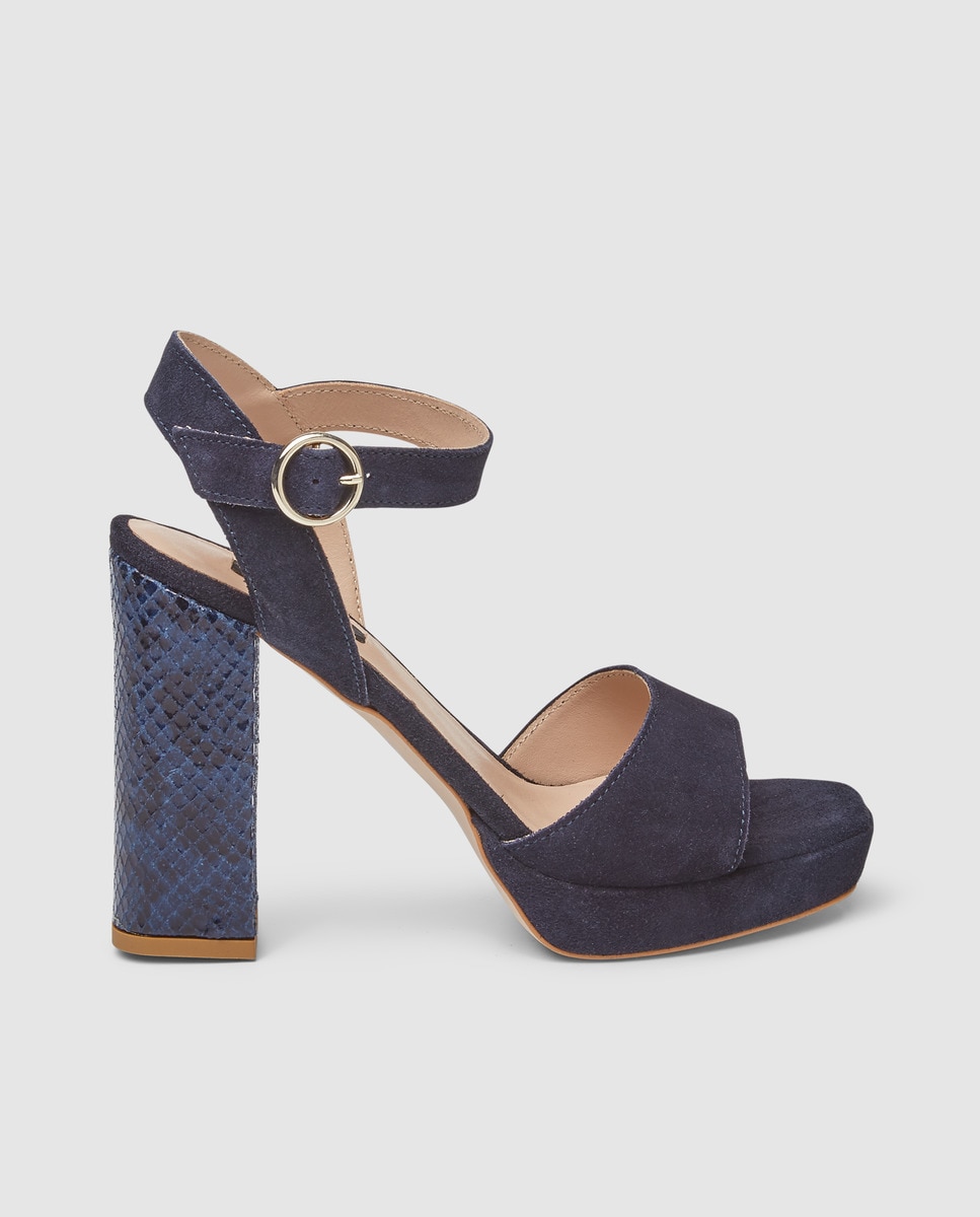 Sandalias de tacón de mujer Zendra Basic de piel en color azul marino · Zendra Basic · El Corte