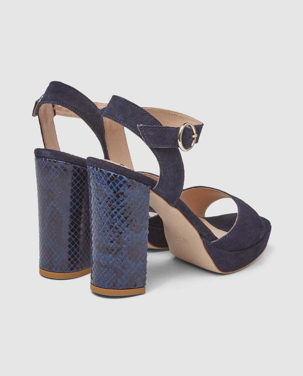 Sandalias de tacón de mujer Zendra Basic de piel en color azul marino · Zendra Basic · El Corte