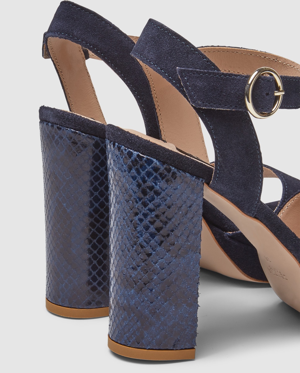 Sandalias de tacón de mujer Zendra Basic de piel en color azul marino · Zendra Basic · El Corte