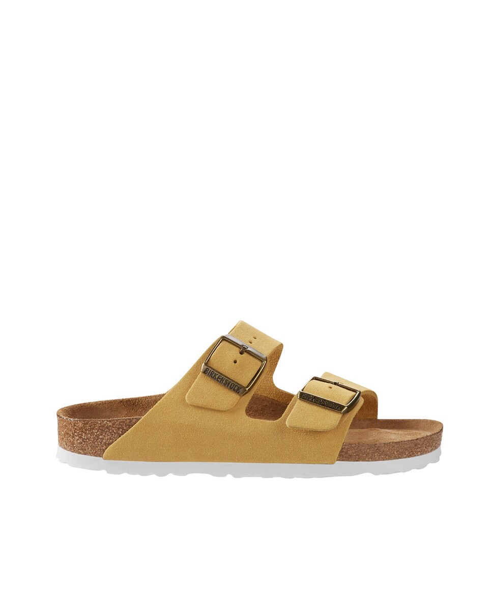 Sandalias planas de mujer Birkenstock de ante en color mostaza ·  Birkenstock · El Corte Inglés