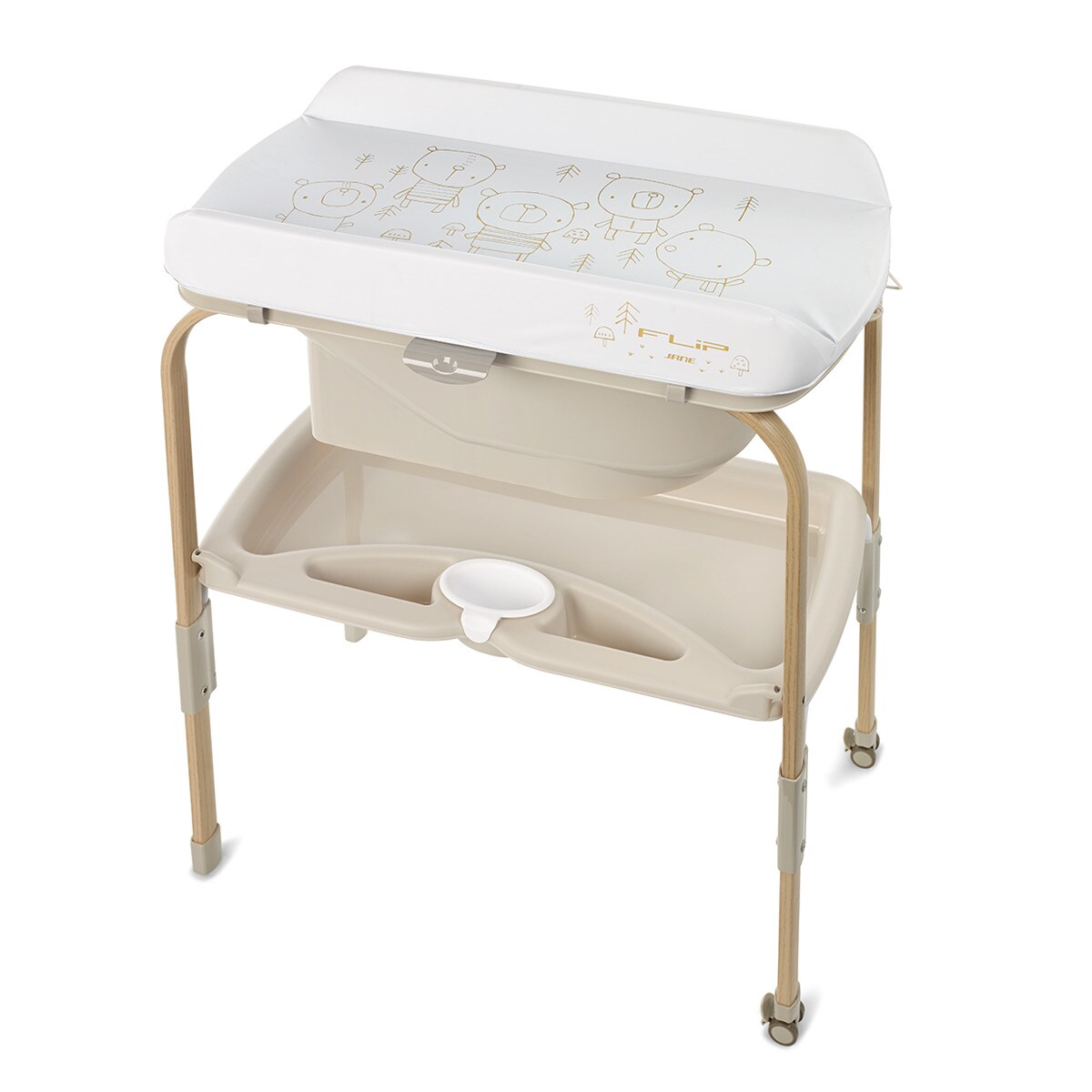 Jané - Bañera/Cambiador Flip Glitter Nature Edition Beige/madera
