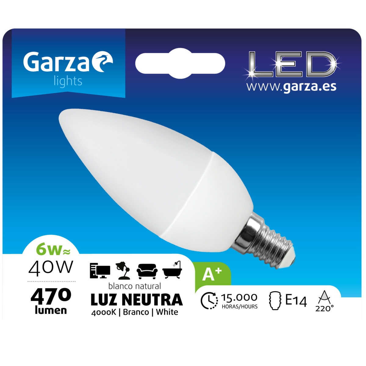Lâmpada LED Vela E14 470 lm 4000 K - 5,5 W Luz neutra (>=3000 K/<=5000 K).-2