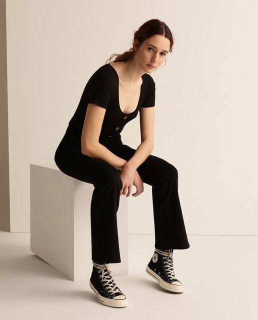 Camiseta de mujer canalé manga corta