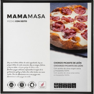 pizza con chorizo picante de León caja 370 g - Mamamasa