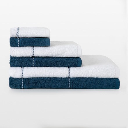 De toalla tela decorativa Denim rayas azul oscuro a partir de 50 cm