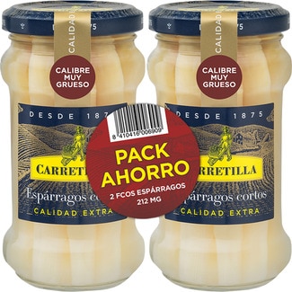 espárragos blancos cortos muy gruesos pack 2 110 g neto escurrido - Carretilla