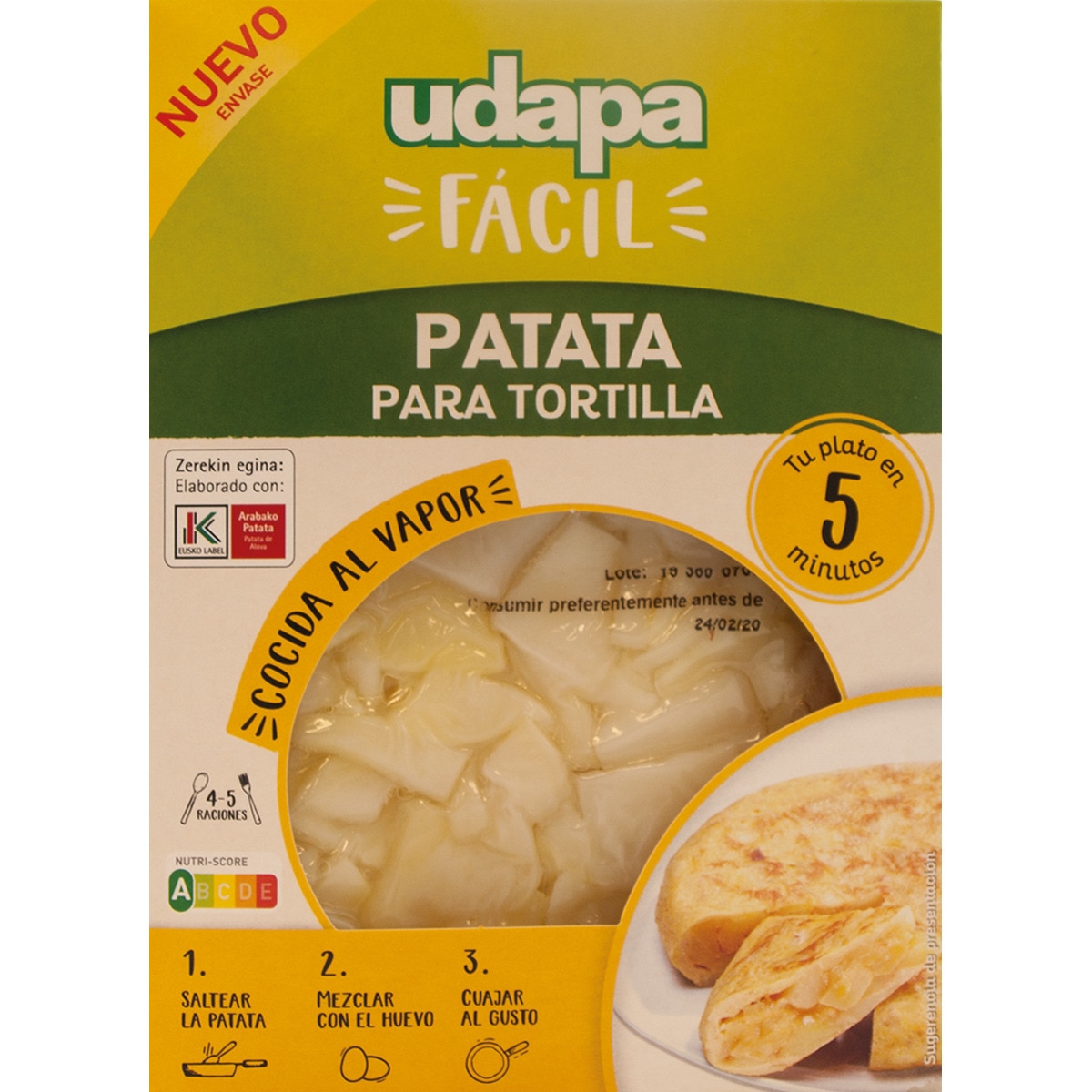 patata para tortilla cocida al vapor tu plato en 5 minutos envase 450 g