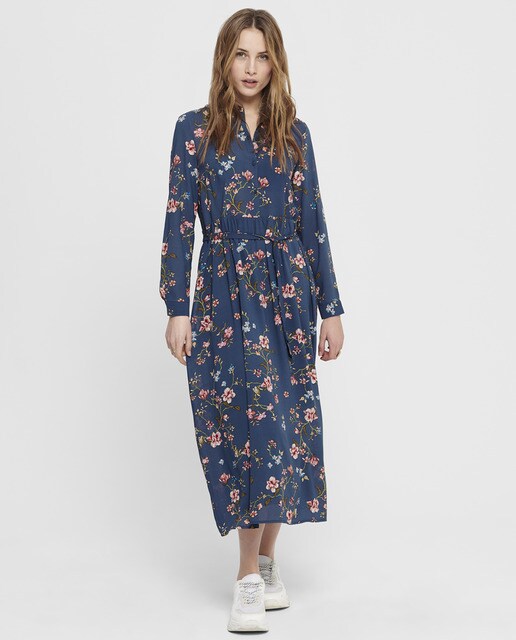 Vestido midi con cuello camisero