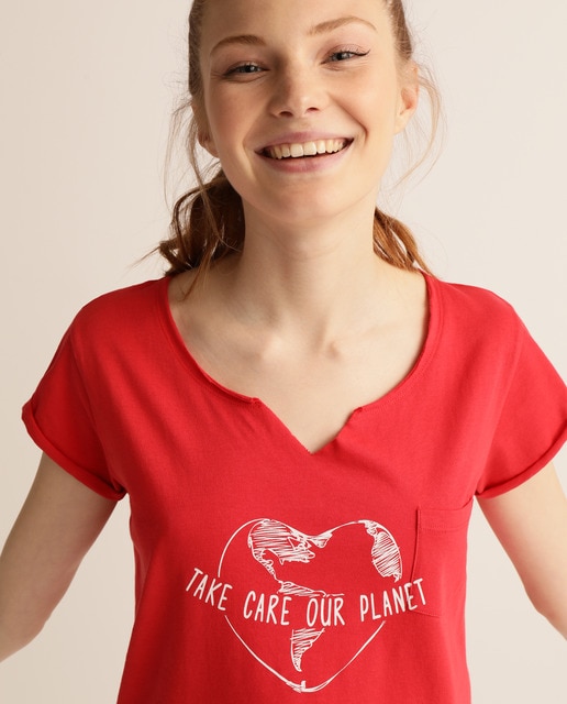 Camiseta de mujer 100% algodón manga cor