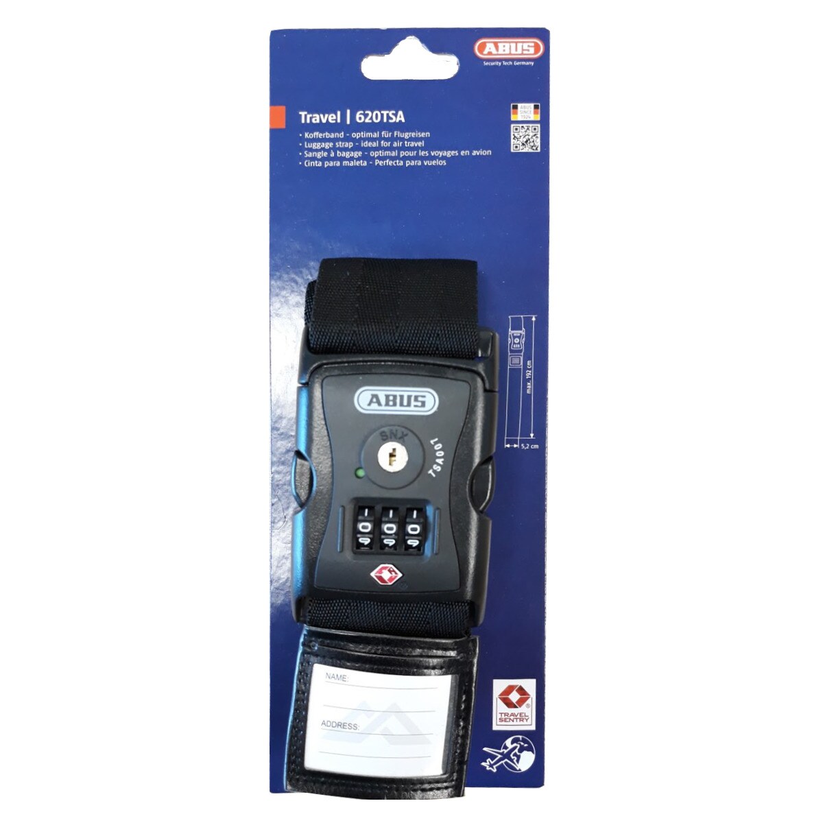 Correia para Malas TSA Combinação AZ Preto-2