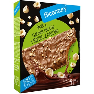 snack de chocolate y trocitos de avellana 5 unidades estuche 90 g - Bicentury