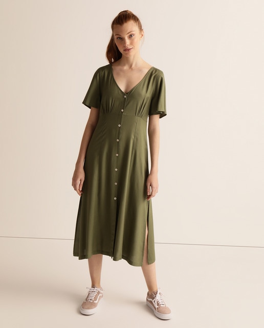 Vestido manga corta cierre botones