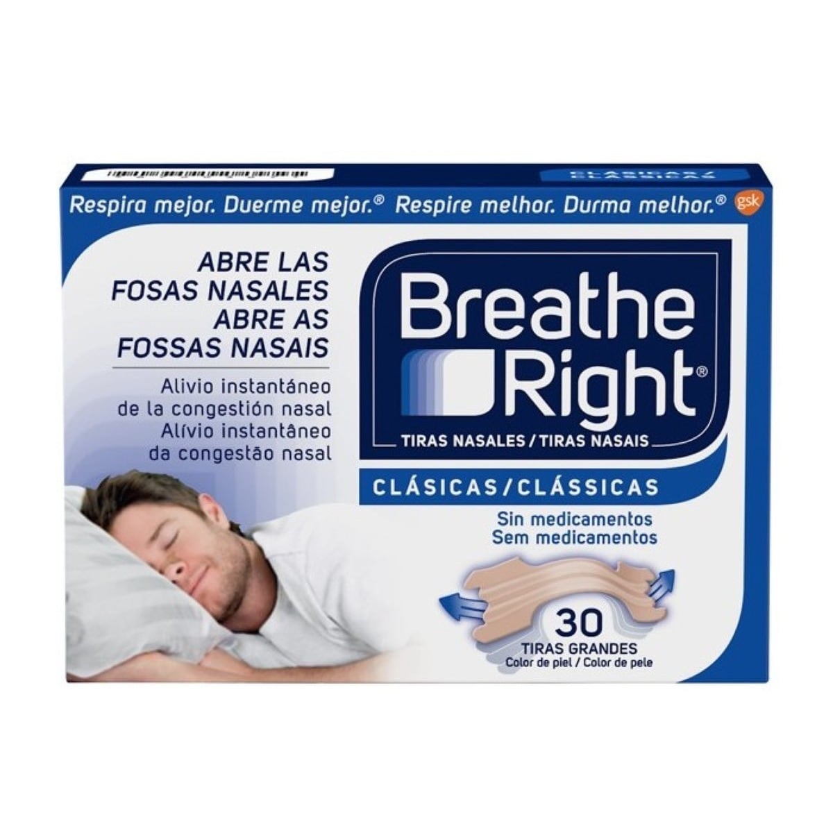 Tiras Clássicas Nasais Peq/Med 30 unidades Breath Right 1