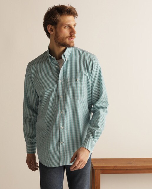 camisa de cuadros verde hombre