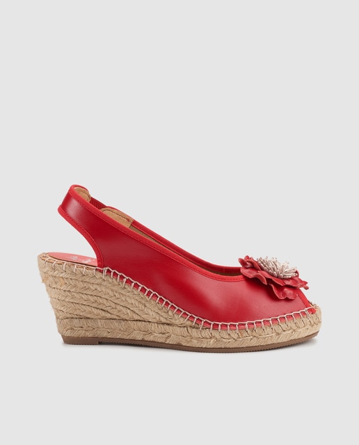 Alpargatas de cuña de mujer María Victoria de piel en color rojo · Maria  Victoria · El Corte Inglés