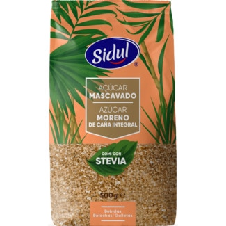 Açúcar Mascavado com Stevia embalagem 500 g - Sidul