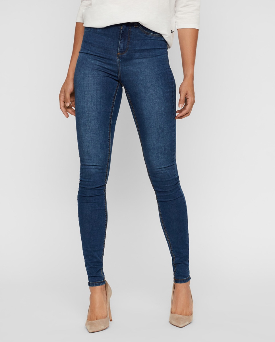 Jean cigarette taille haute