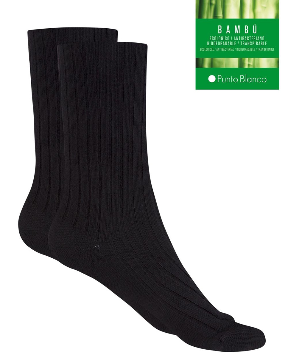 Meias de mulher Punto Blanco de bambu curtas Preto-2