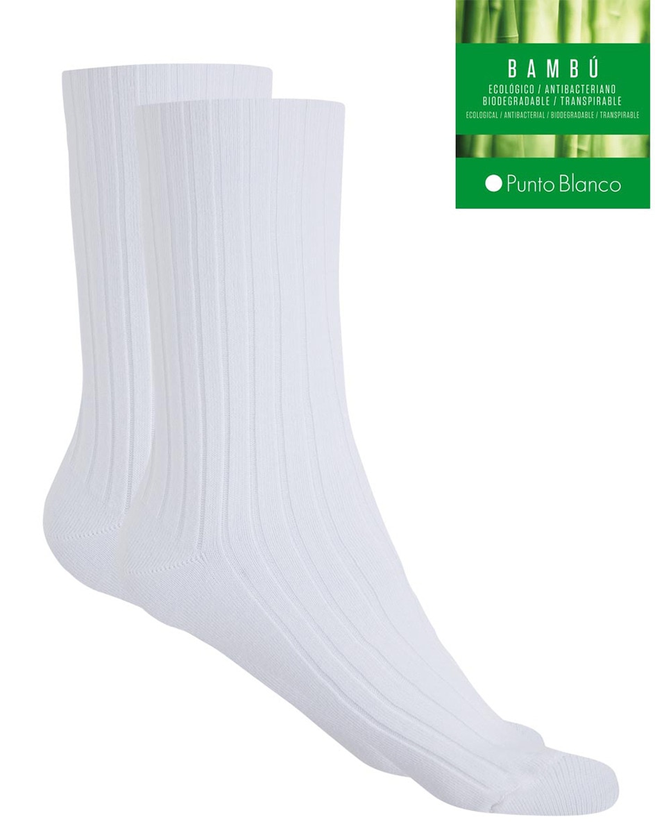 Meias de mulher Punto Blanco curtas de bambu Branco-2