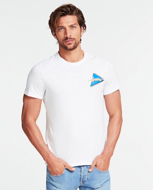 camiseta guess hombre blanca