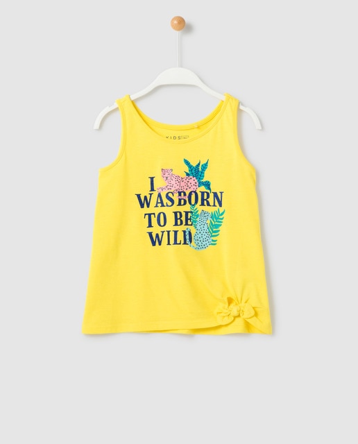 Camiseta de niña amarilla con mensaje y