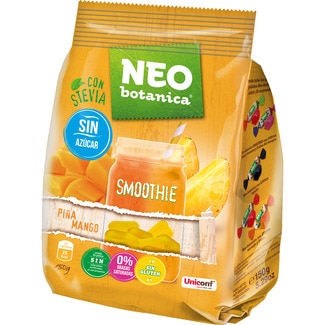 golosinas smoothie sabor piña y mango sin azúcar, sin gluten y sin aceite de palma bolsa 150 g - Neo Botanica