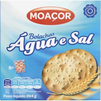 Moaçor Bolachas de Água e Sal Pack 8 embalagem 33 g