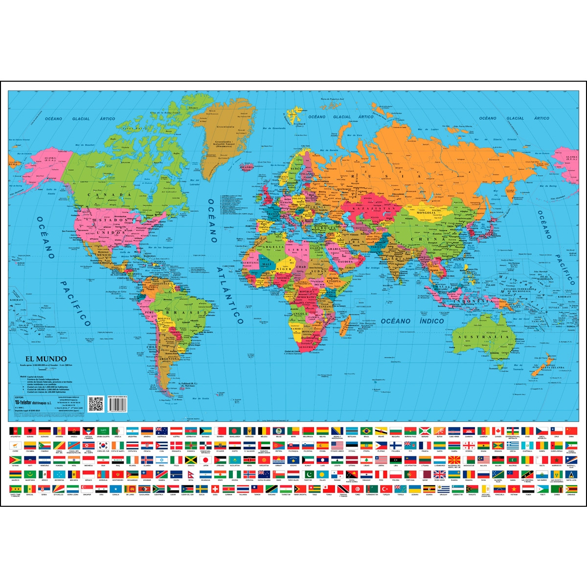 Mapa del mundo mini en castellano encapsulado 1